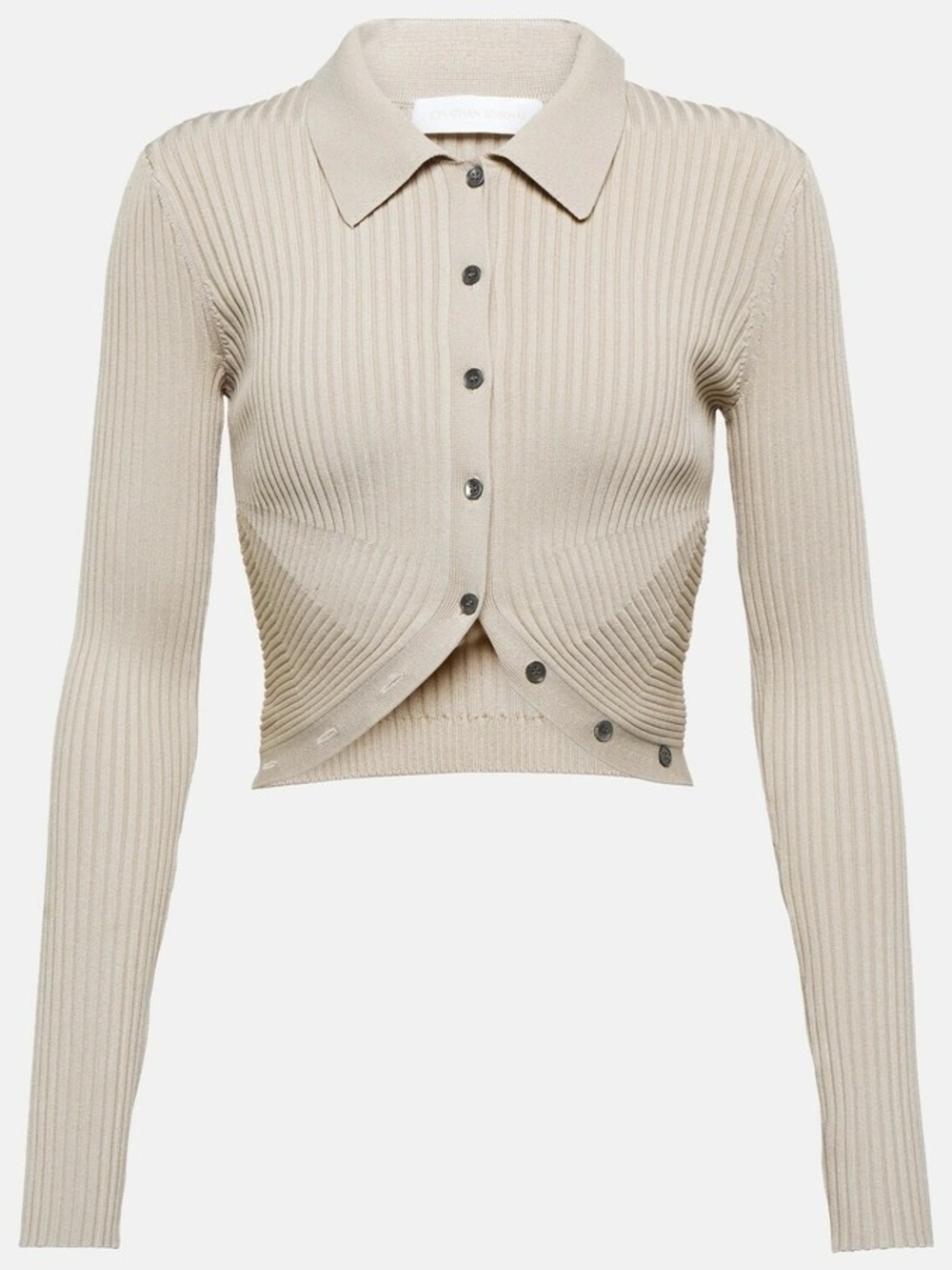 Simkhai Ribbed Collared Button-Front Crop Sweater - Cream, Small